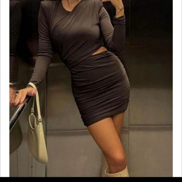 Zara Draped Brown Mini Dress NWT - Picture 13 of 15